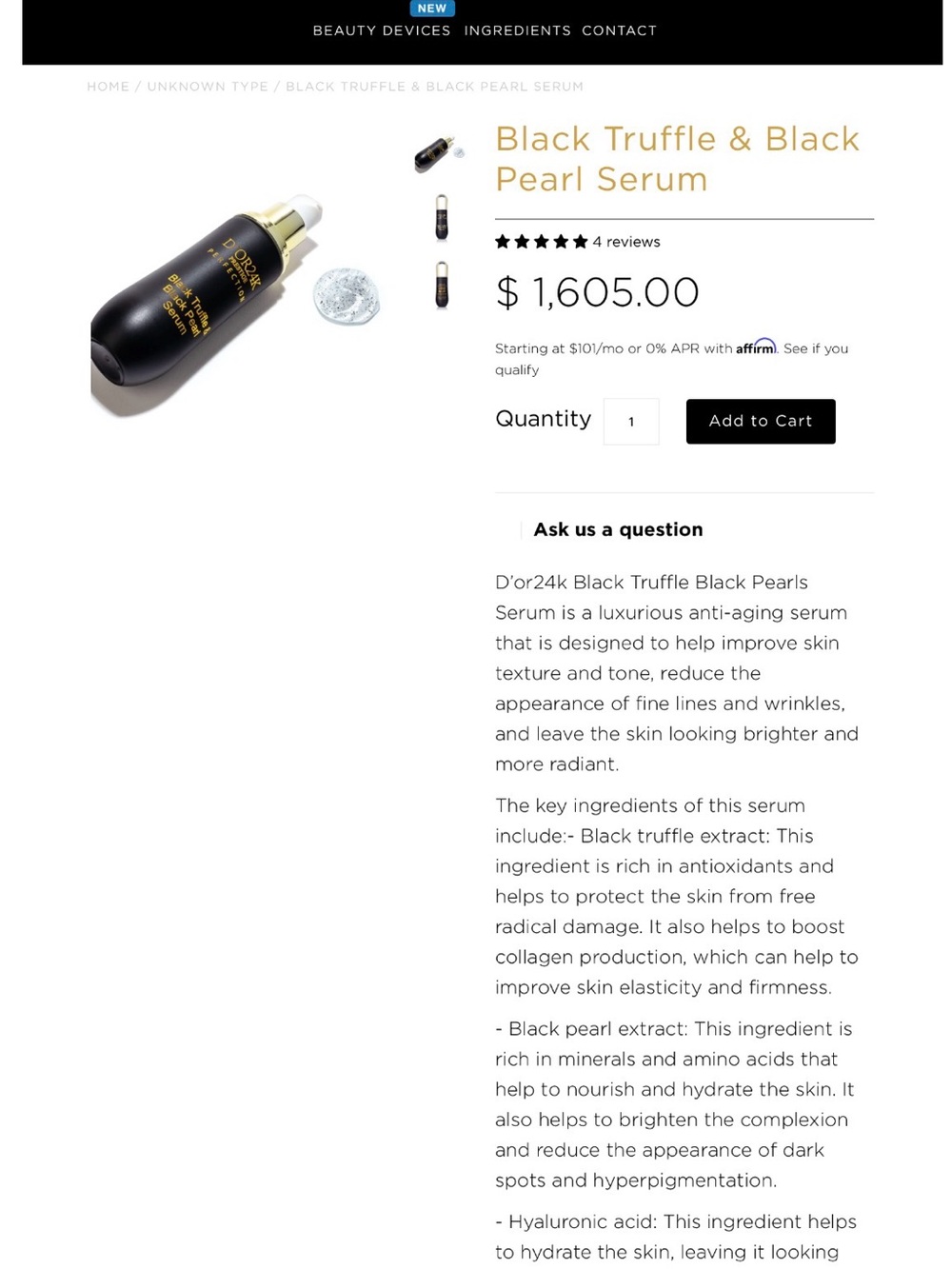 D’Or 24K Black Truffle & Black Pearl Serum